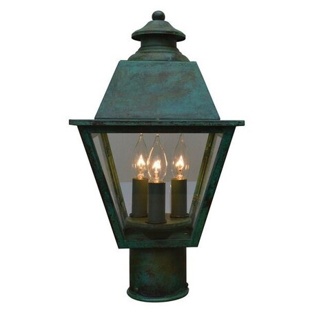 Arroyo Craftsman 8" Inverness Post Mount With Metal Roof, Slate, Clear Glass INP-8MRCLR-S